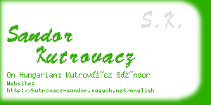 sandor kutrovacz business card